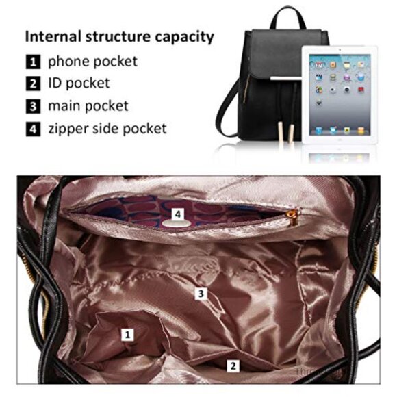 PU Leather Fashion Backpack Daypack with Anti-Theft Pockets Adjustable Straps main image 5